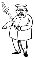 The keeper shouts angrily, fist clenched, ordering the lion to let go.