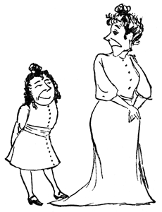 Young Matilda looks up at her tall, elegantly dressed Aunt.