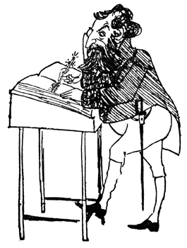 The Chamberlain leans over a large book, crossing out a name with his pen.