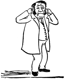 An older bearded man claps his hands to his ears in shock.