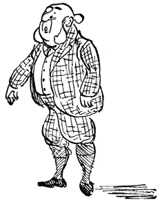 Lord Dunquerque, a portly man in a checked suit, stands looking aside.