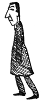 A thin clergyman in a long dark cassock strides past, the Chaplain.