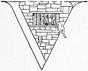 Polynesia the parrot flies up to a barred prison window in a stone wall.